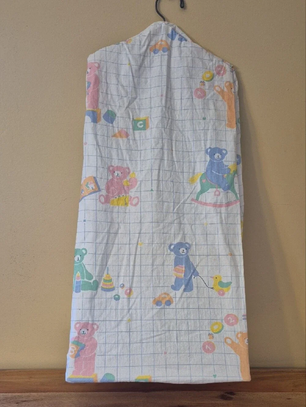 Vintage 80's Pastel Teddy Bears Hanging Diaper Stacker by C. Amsinck